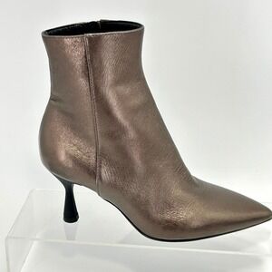 AGL Size 35.5 US 5.5 Metallic Bronze Leather Kitten Heel Ankle Boots NEW $495